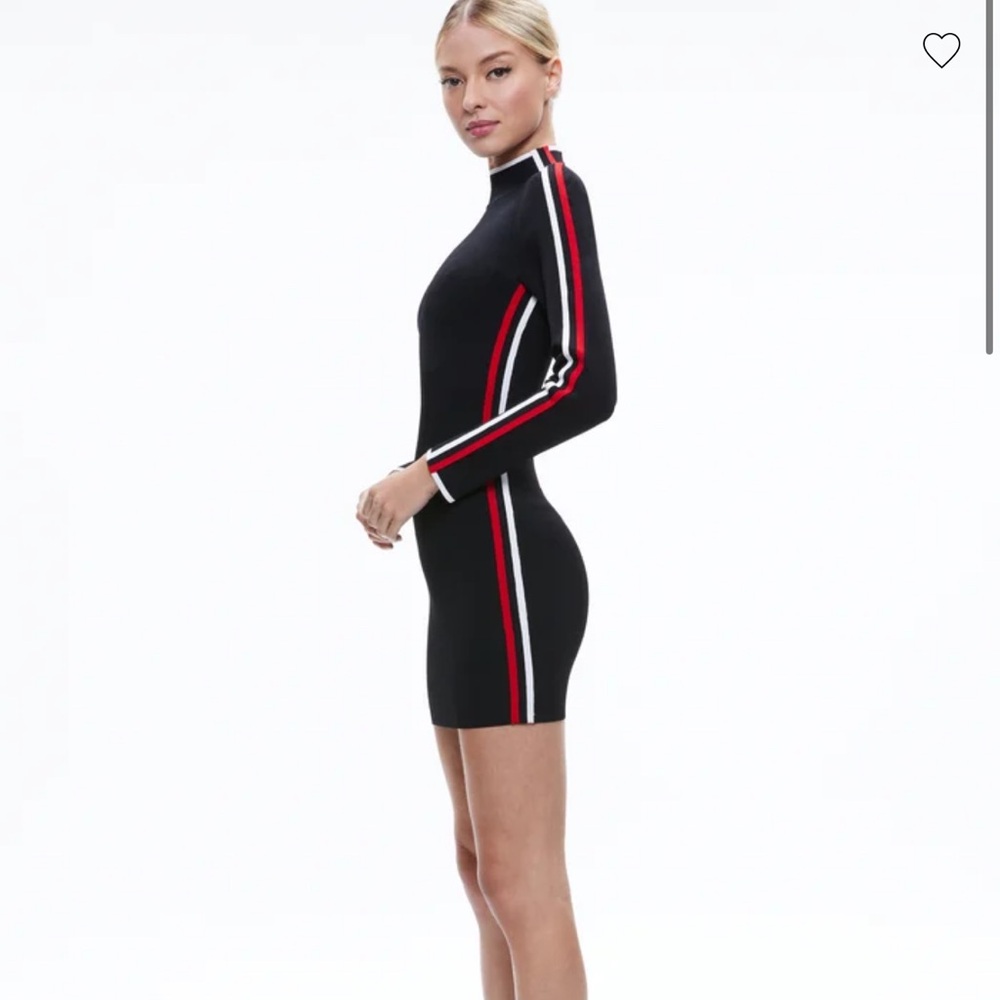 Alice + Olivia Black Mock Neck Long Sleeve Bodycon Dress